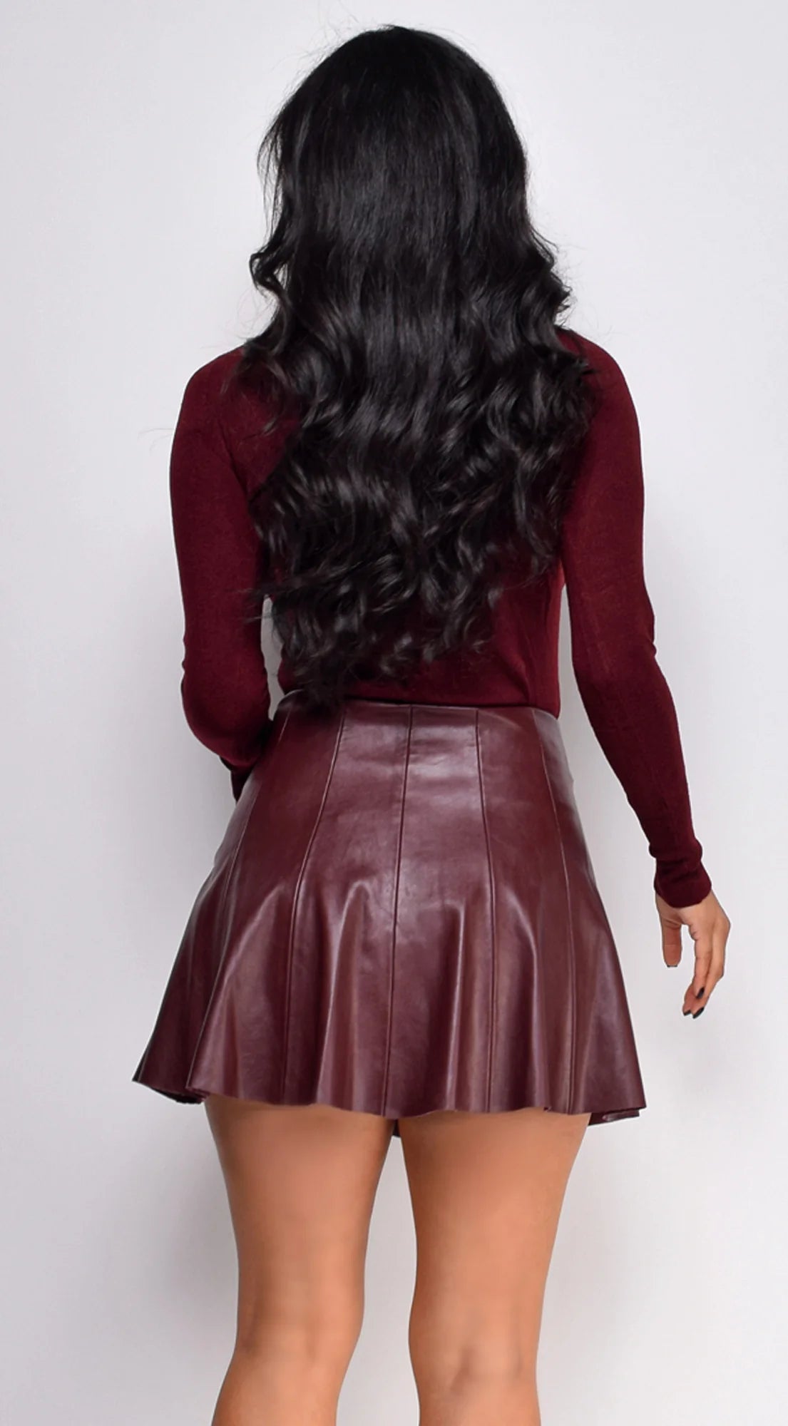 Gigi High Neck Long Sleeve Top Burgundy
