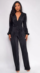 Juna Surplice Jumpsuit Black