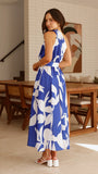 Hadas Maxi Dress Cobalt White Print