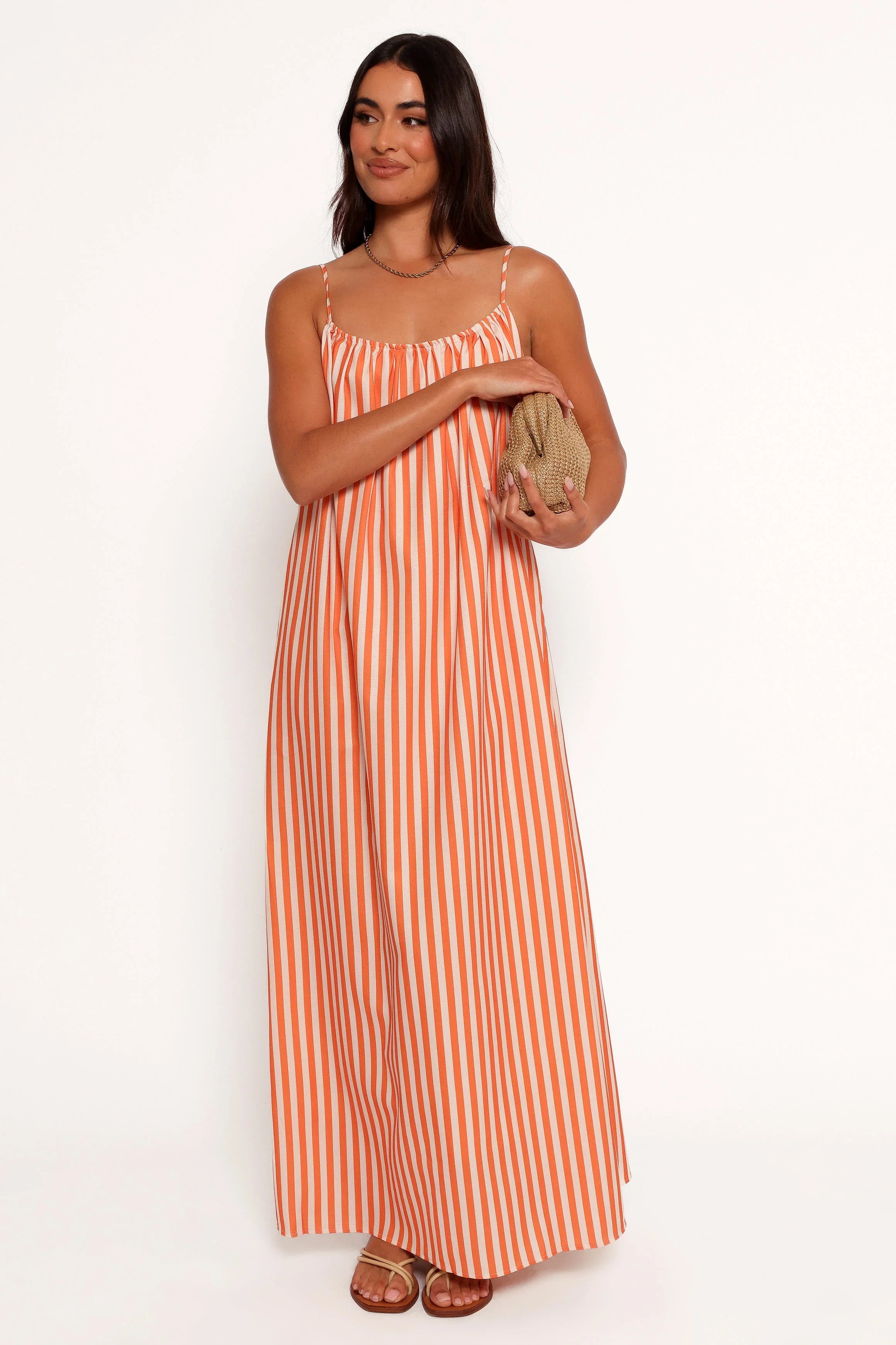 Lumina Maxi Dress Orange Beige Stripe