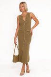 Aspen Button Up Knit Dress Olive