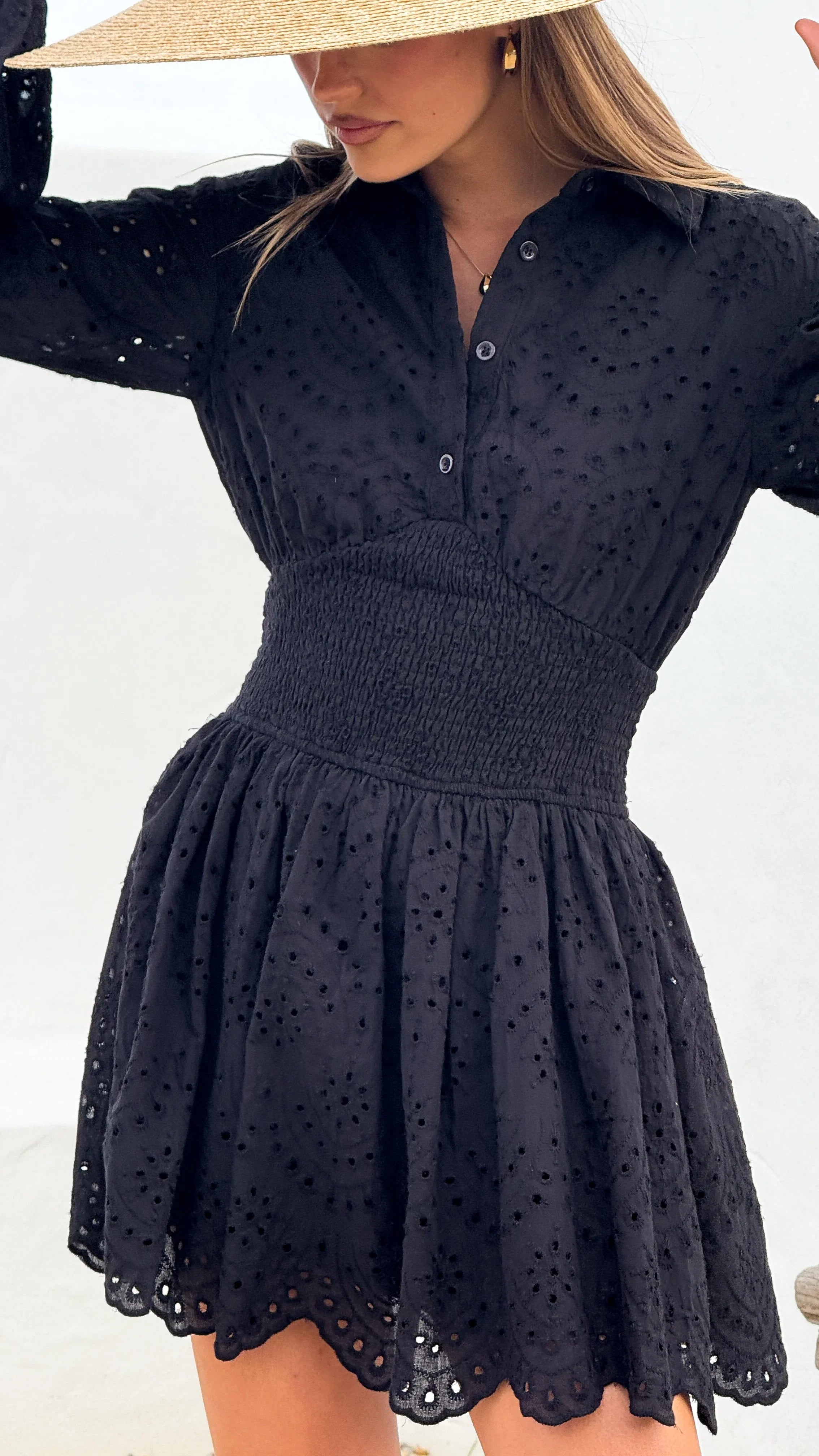 Brittney Long Sleeve Mini Dress Black
