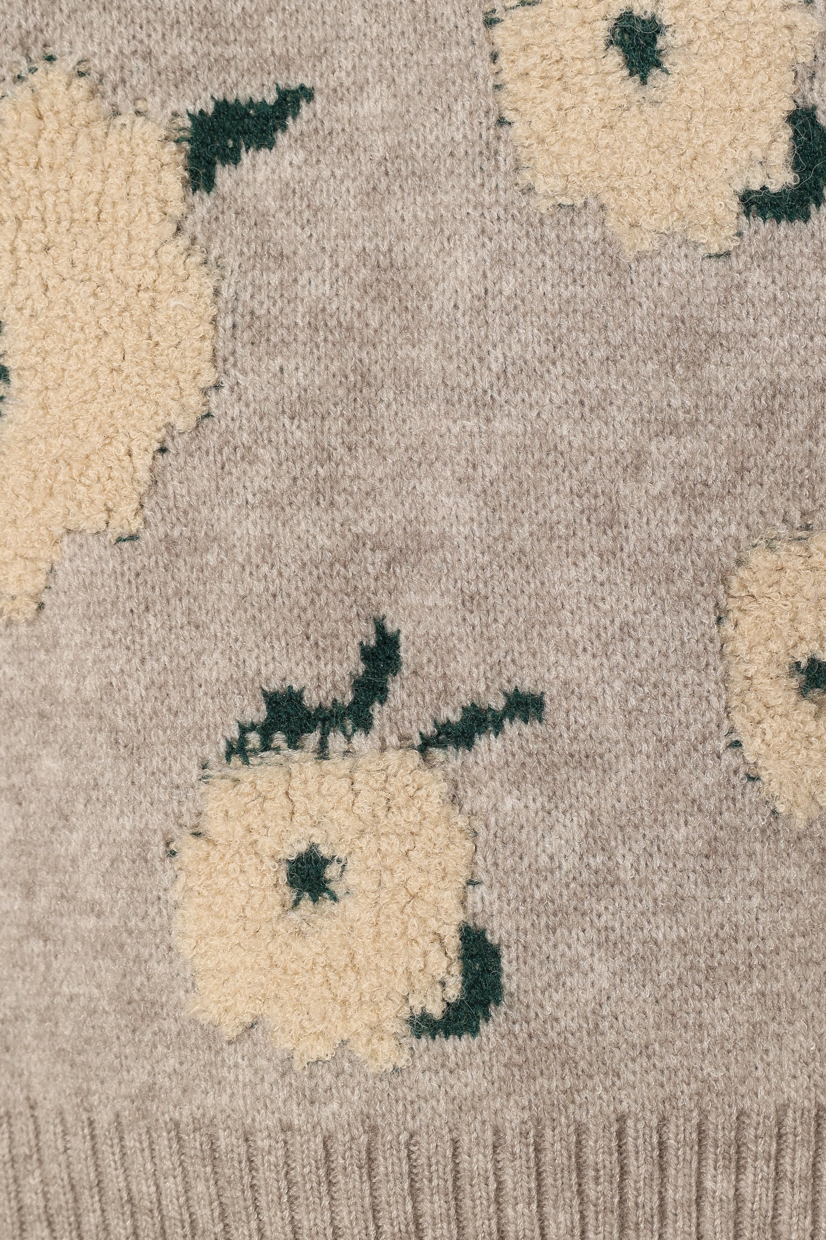 Aubrielle All Over Flower Knit Sweater Grey Green