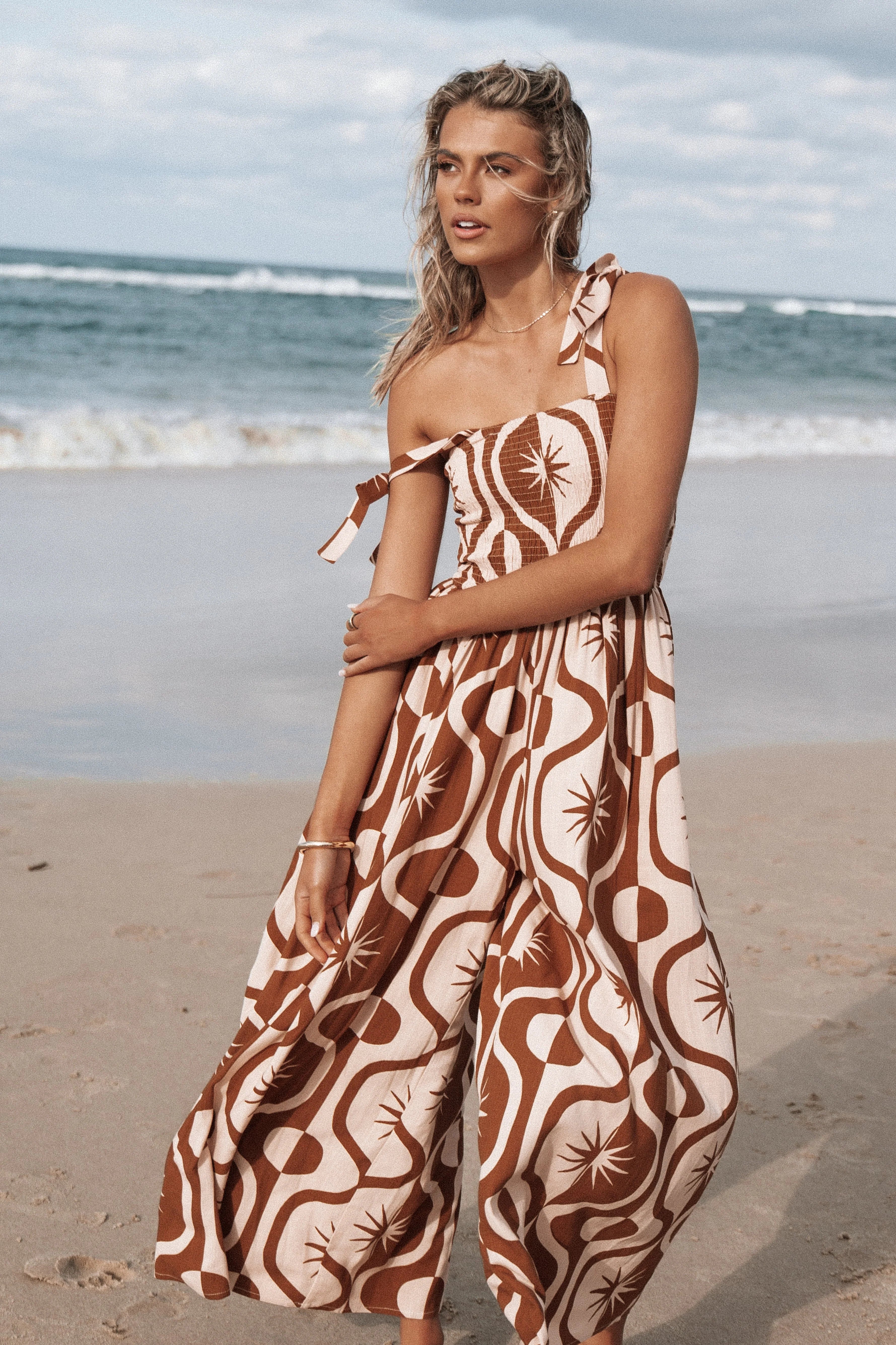 Ginelle Jumpsuit Tan Print