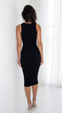 Milana Henley Ribbed Midi Dress Black