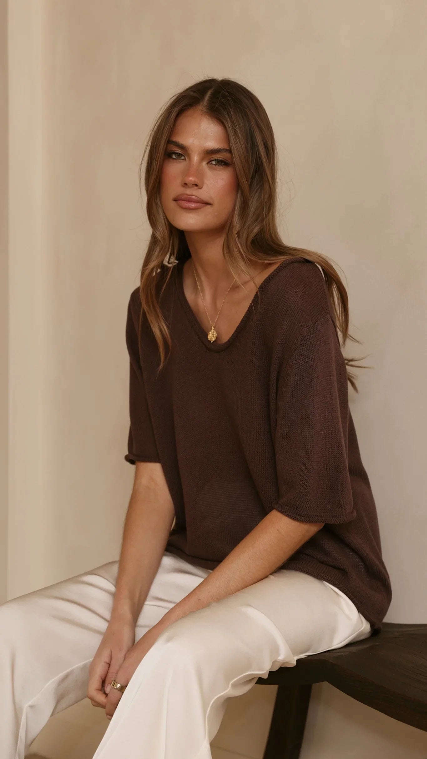Spring Scoop Neck Tee Chocolate