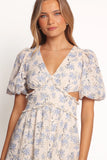 Jemima Puff Shoulder Maxi Dress Blue Floral