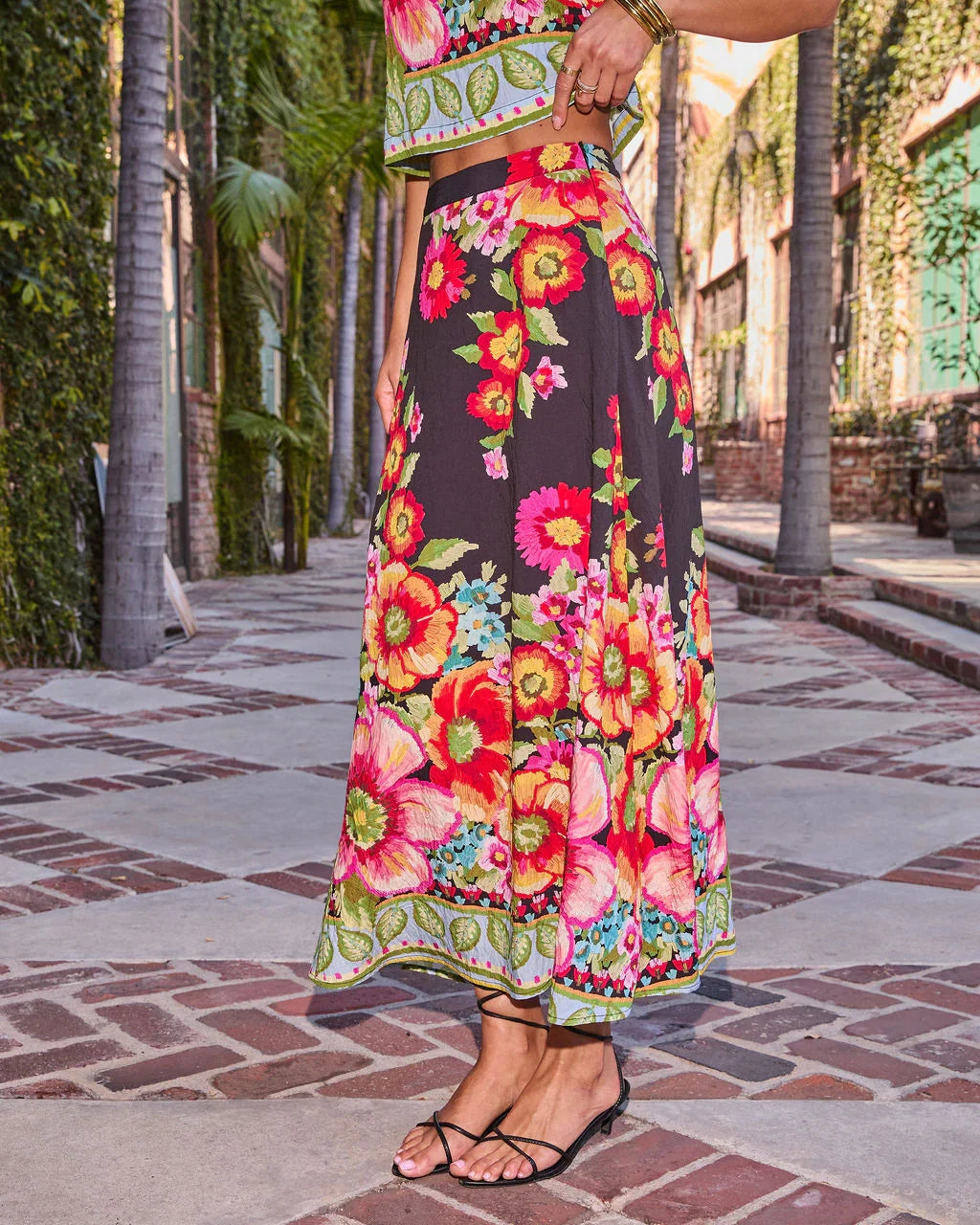 Petal Coast Floral Print Maxi Skirt