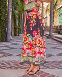 Petal Coast Floral Print Maxi Skirt