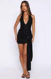 Leaving Paradise Wrap Mini Dress Black