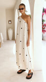 Nasira One Shoulder Maxi Dress Oat Black Polka Dot
