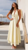 Kathy Halter Neck Maxi Dress Lemon
