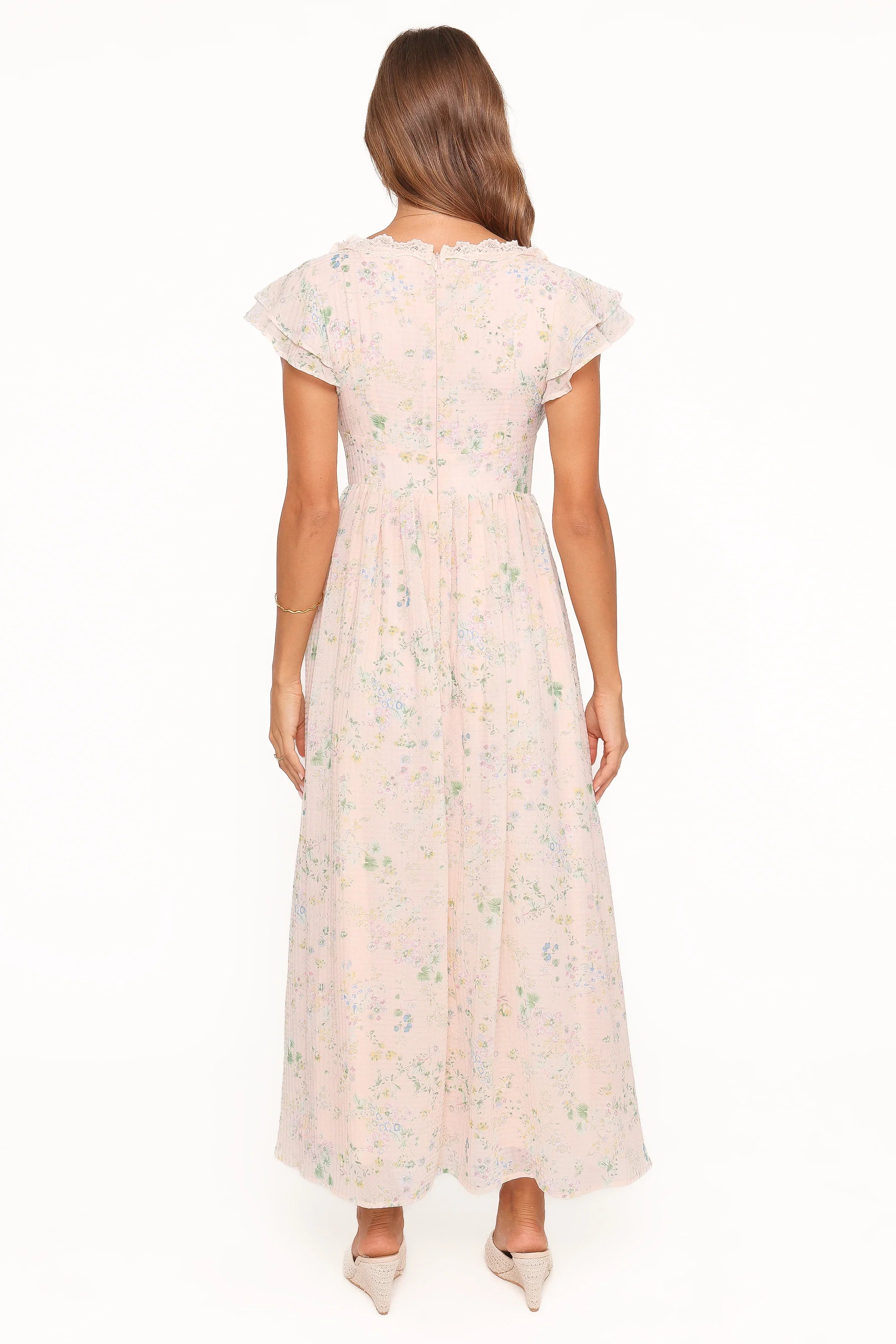 Angelica Midi Dress Pastel Pink Floral