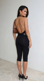 Neraya Scoop Halter Capri Jumpsuit Black