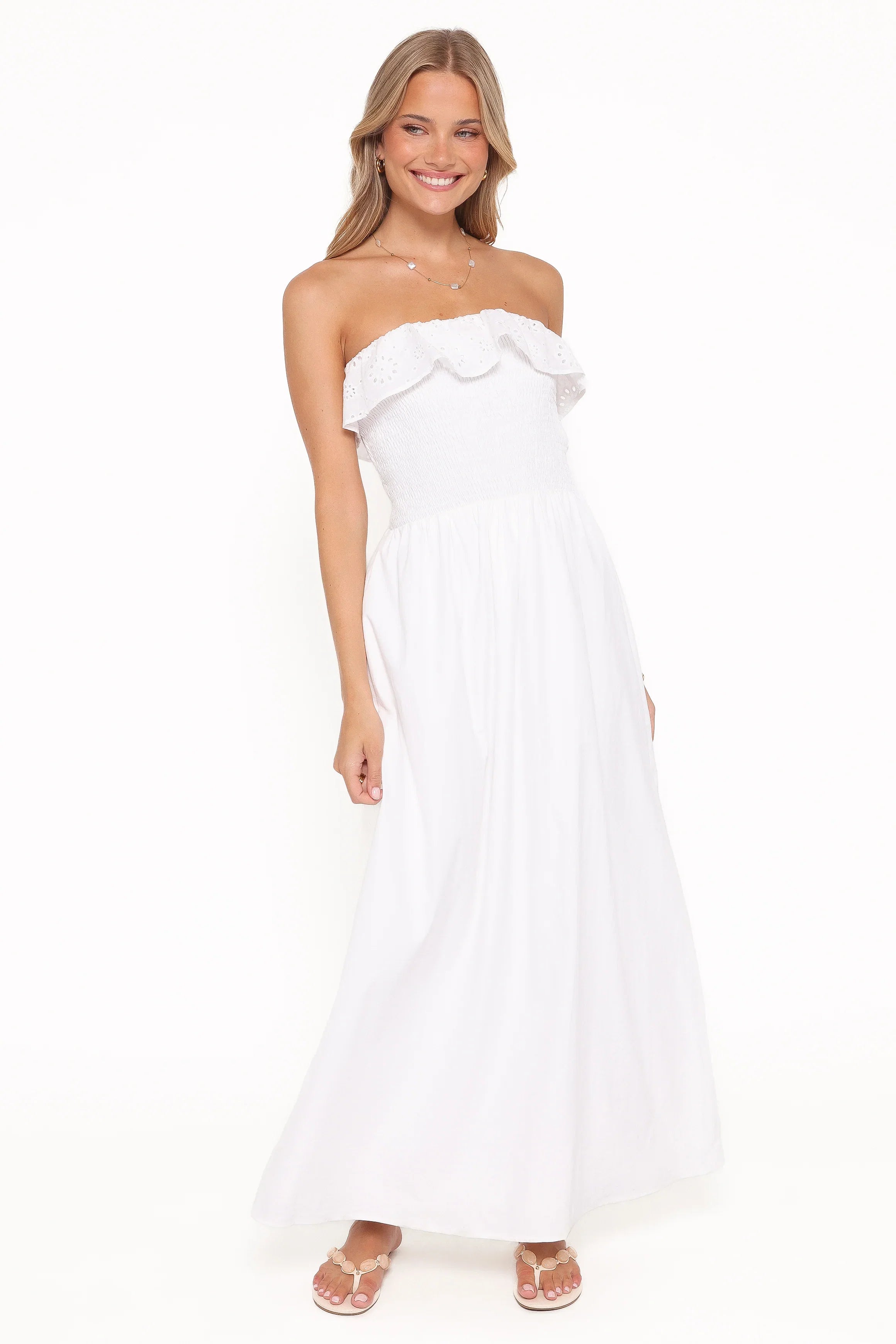 Gilbert Strapless Maxi Dress White