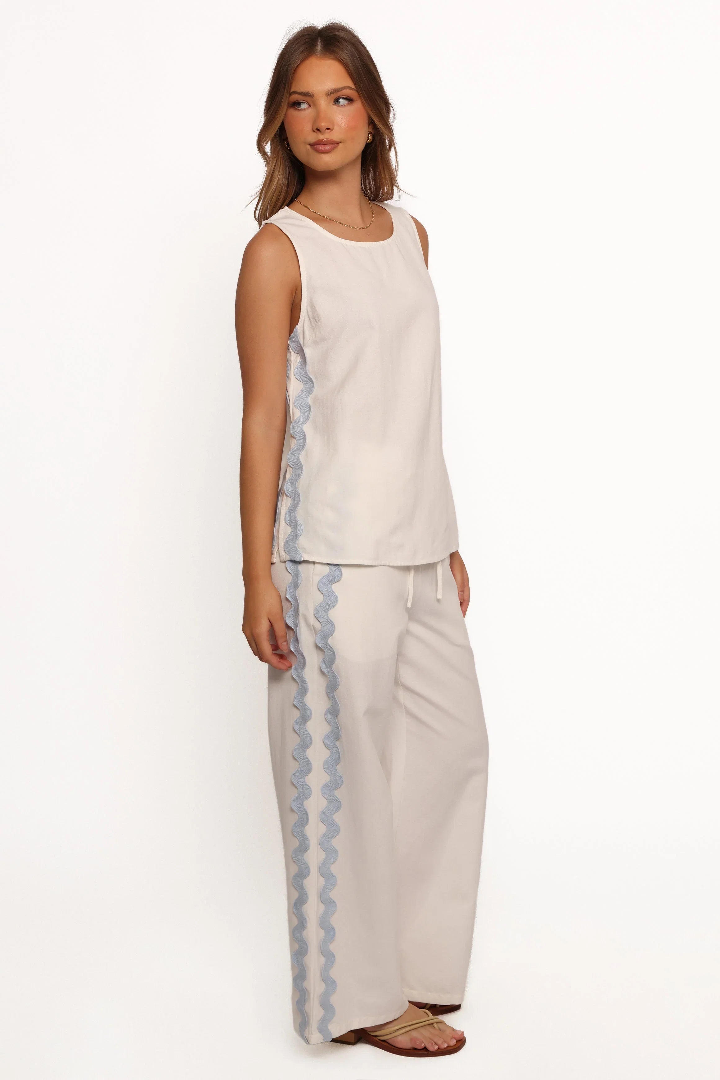 Jasinta Pants Cream Blue