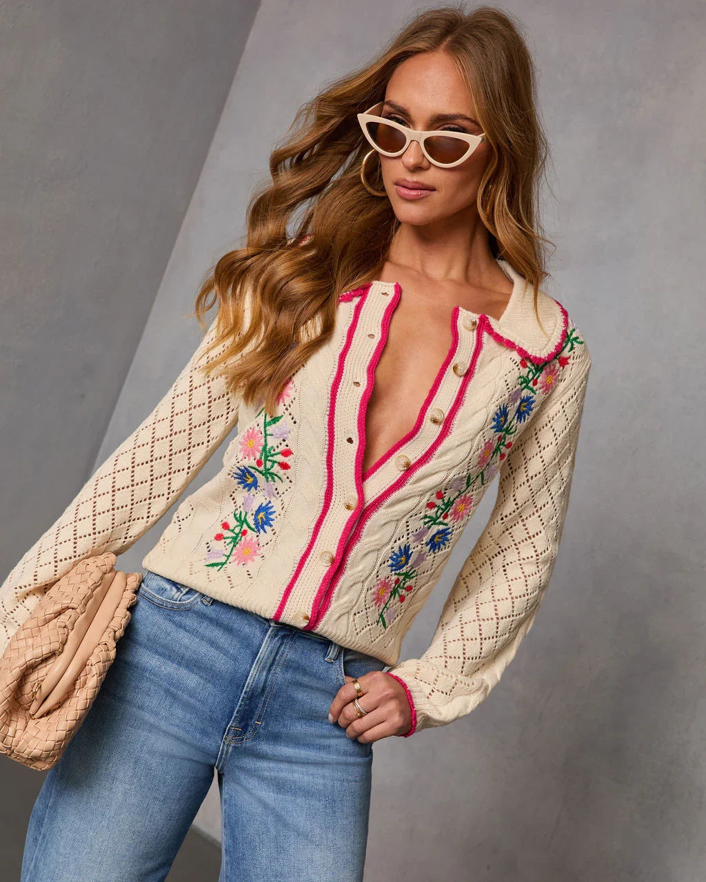 Sweet Meadow Embroidered Knit Sweater