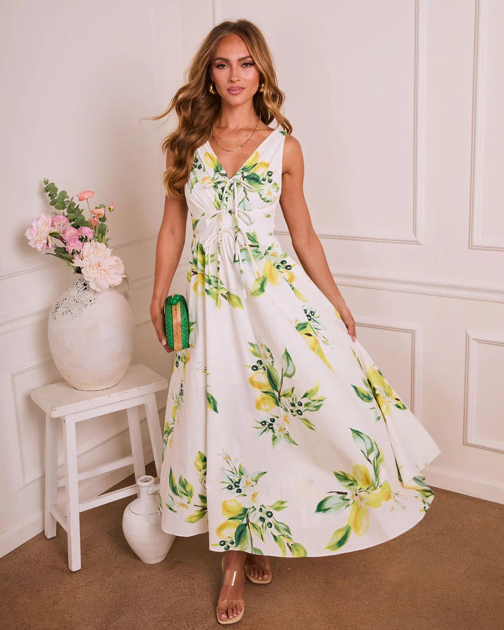 Joellyn Floral Fit and Flare Midi Dress