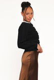 Sheena Rhinestone Collar Holiday Cardigan Black