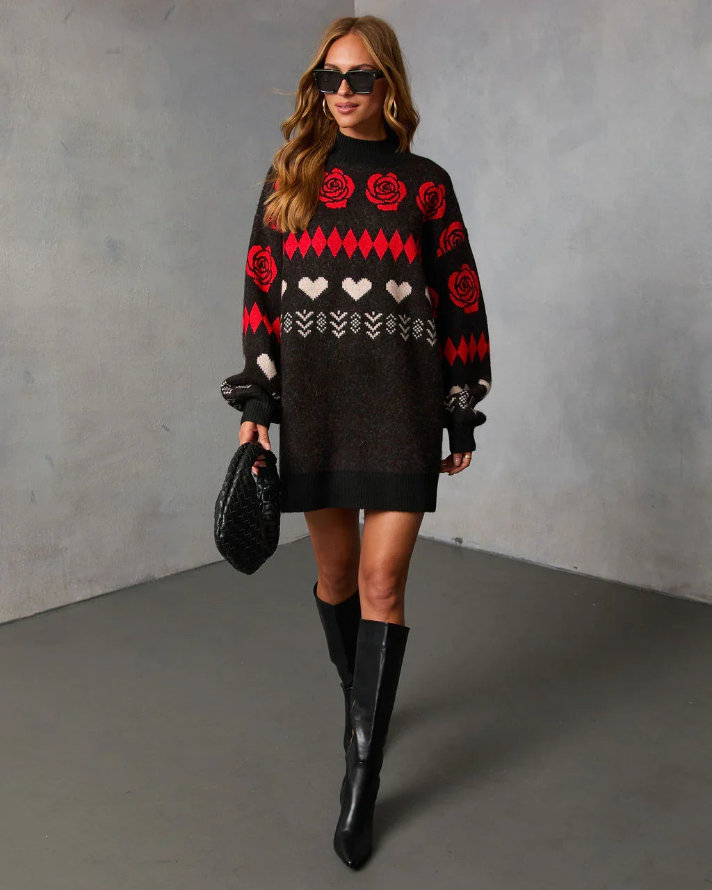 Marrene Abstract Mini Sweater Dress