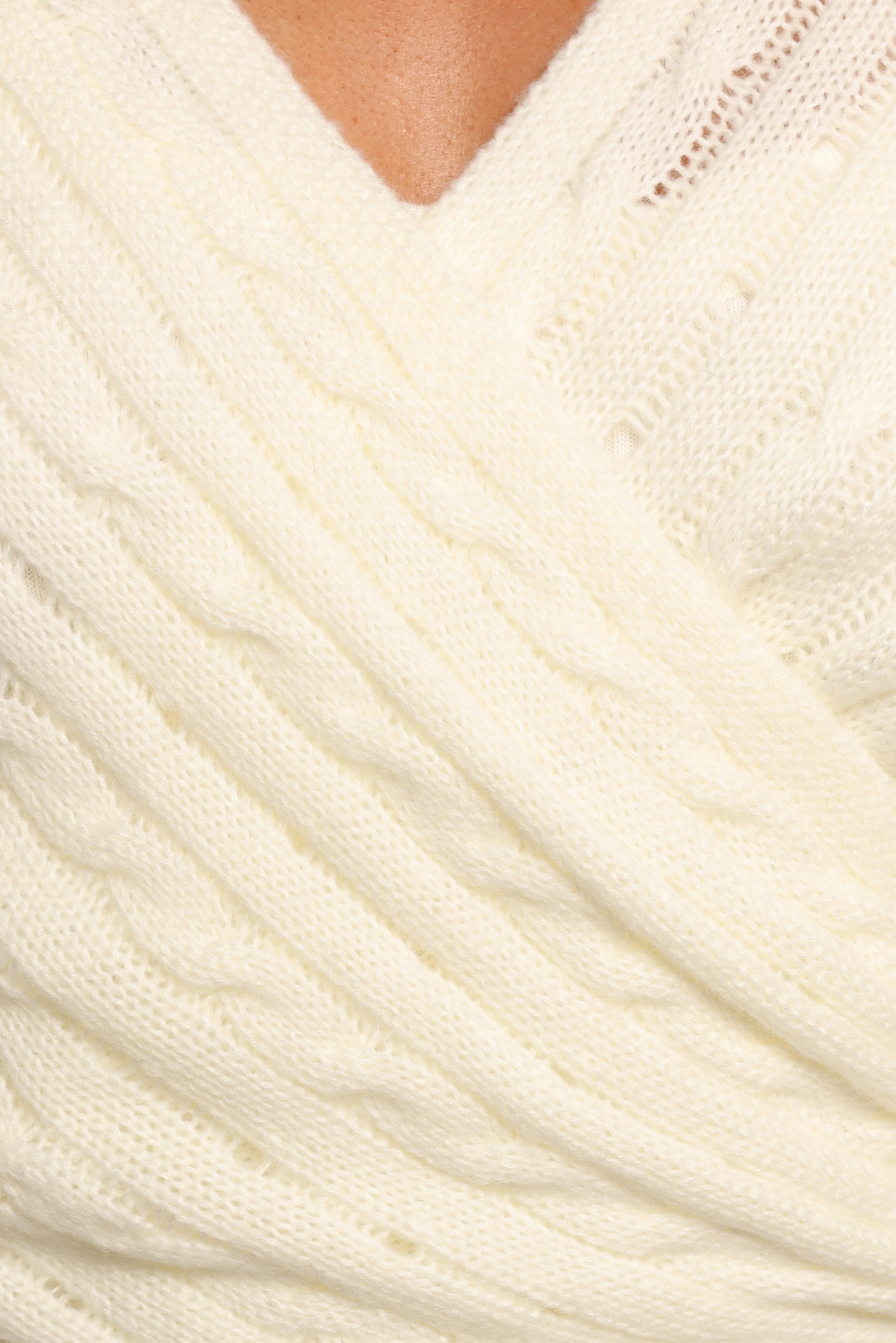 Kaelie Wrap Front Knit Top White