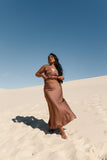 Nellie Satin Midi Skirt Banksia Brown