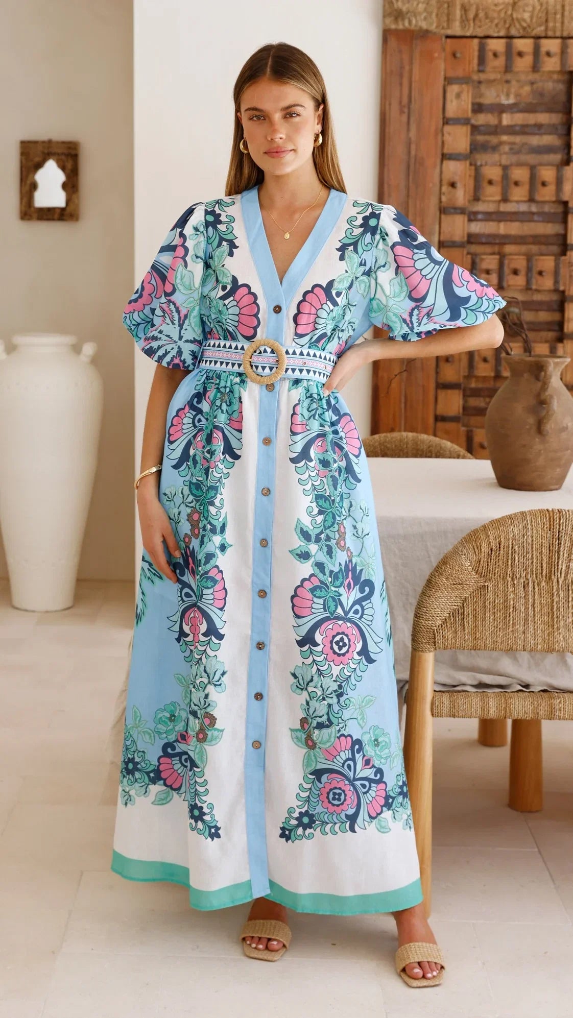Dali Maxi Dress Island Bloom Blue