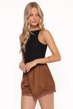 Arlet Lace Trim Satin Shorts Chocolate Brown