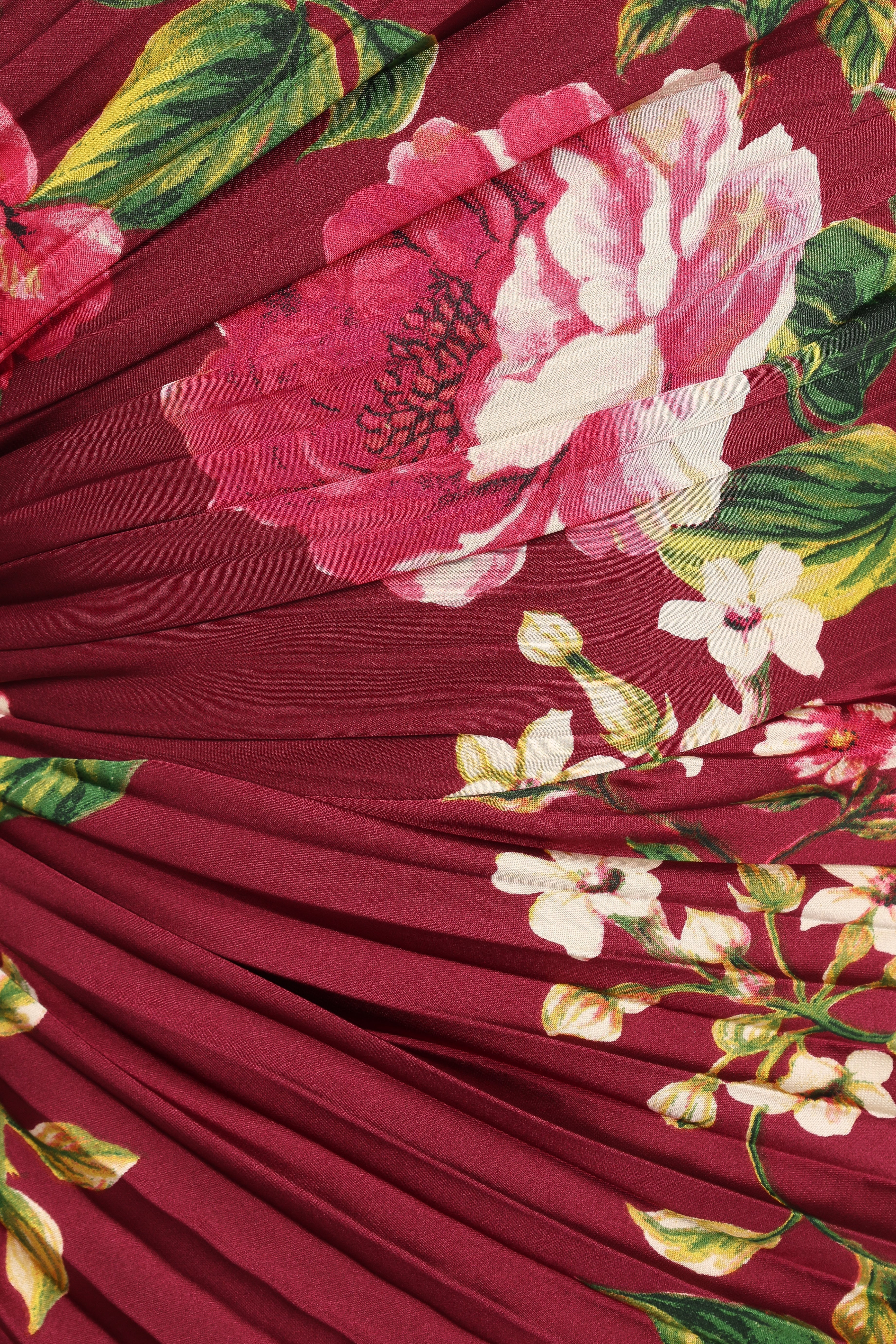 Kleo One Shoulder Maxi Dress Burgundy Floral