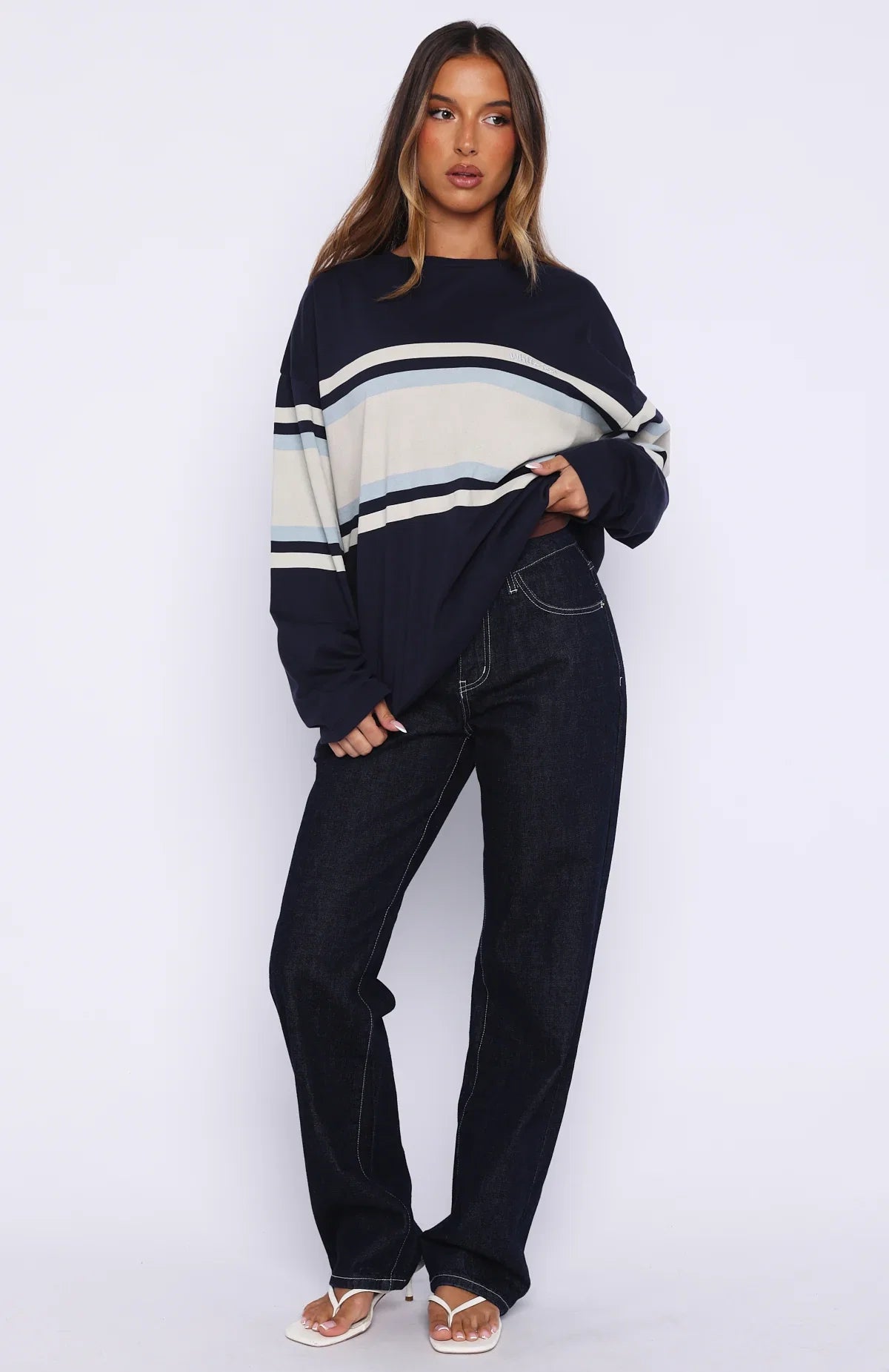 Too Cool For You Oversized Long Sleeve Tee Navy