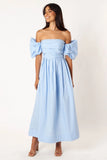 Solana Off Shoulder Midi Dress Blue