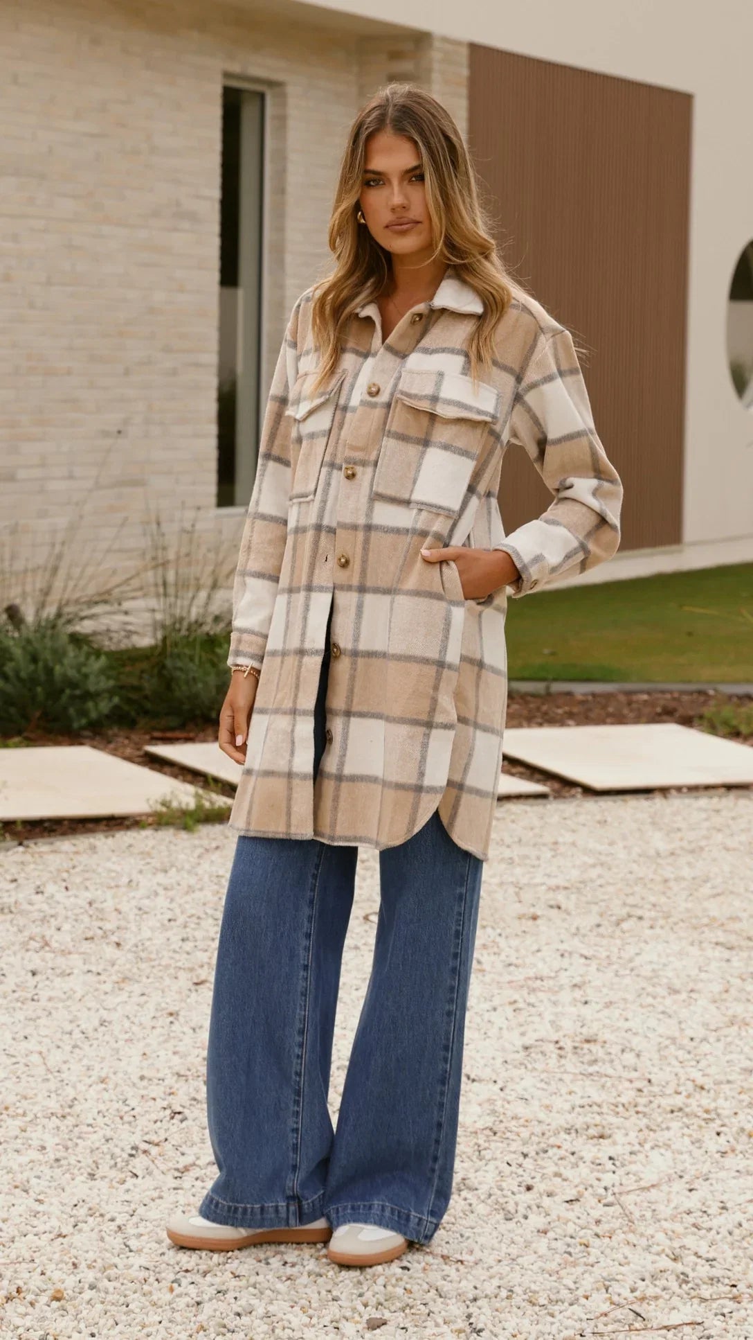 Saskia Jacket Beige Cream Check