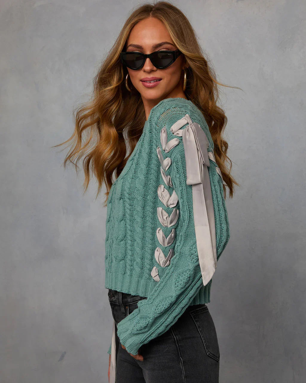 Maleena Braided Ribbon Sweater