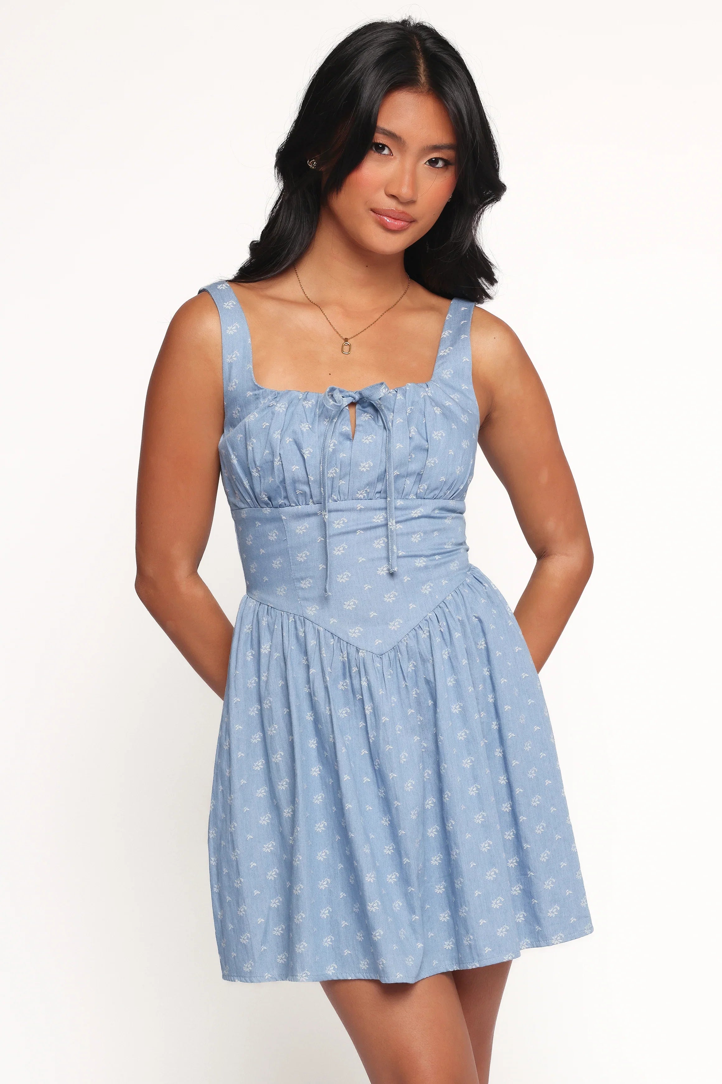 Shelton Mini Dress Floral Denim