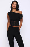 Mesmerised Eyes Off Shoulder Top Black