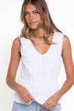 Lucilla Shirred Waist Top White