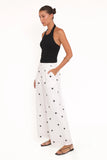 Valora Wide Leg Pant White Black Polka Dot