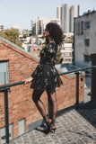 Woodsen Long Sleeve Mini Dress Black Floral