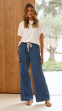 Elandra Wide Leg Pants Dark Denim