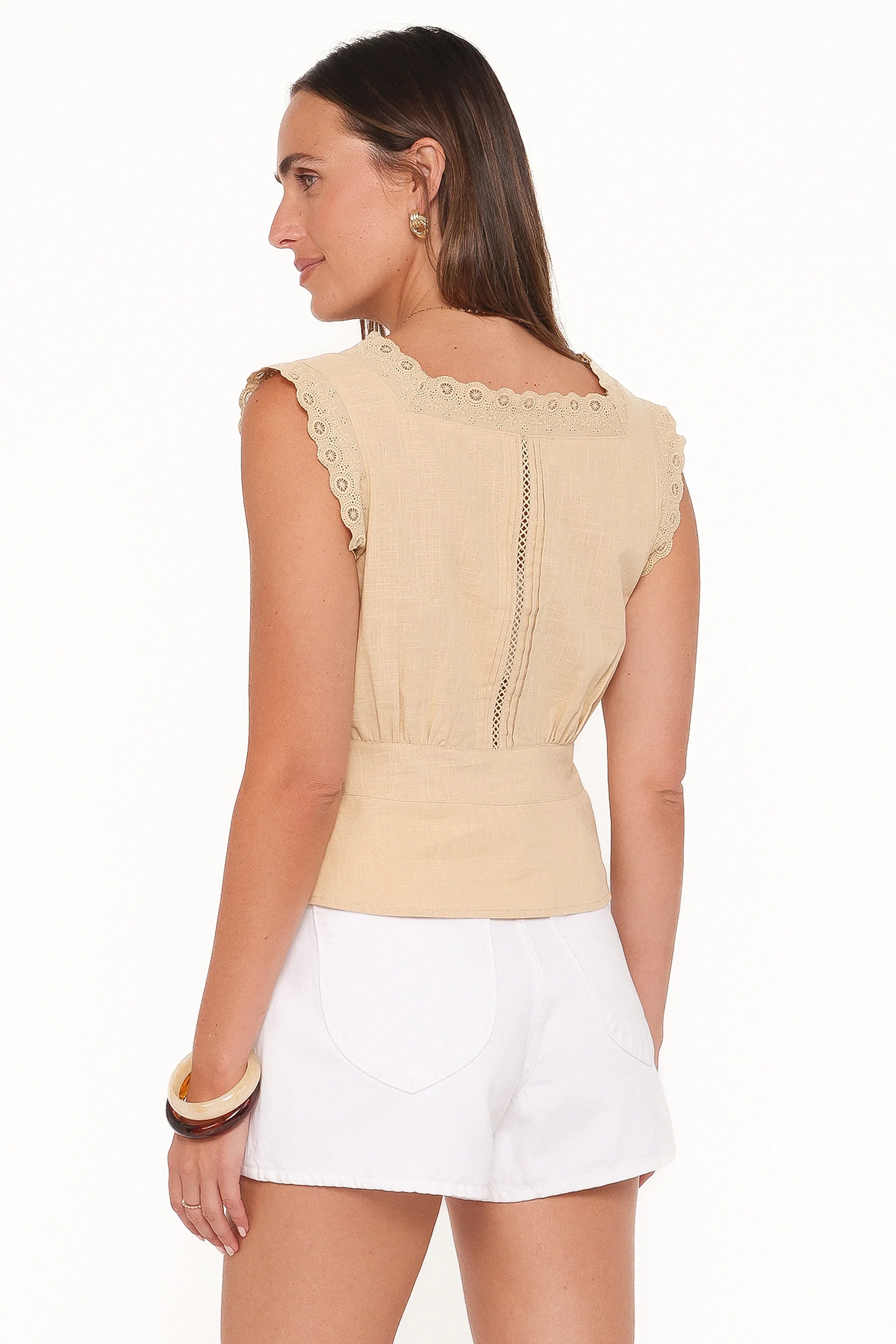 Luke Button Top Khaki