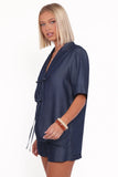 Aaliyah Chambray Shorts Dark Wash