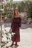 Keziah Long Sleeve Maxi Dress Burgundy Floral