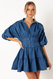 Francis Long Sleeve Mini Dress Blue Denim