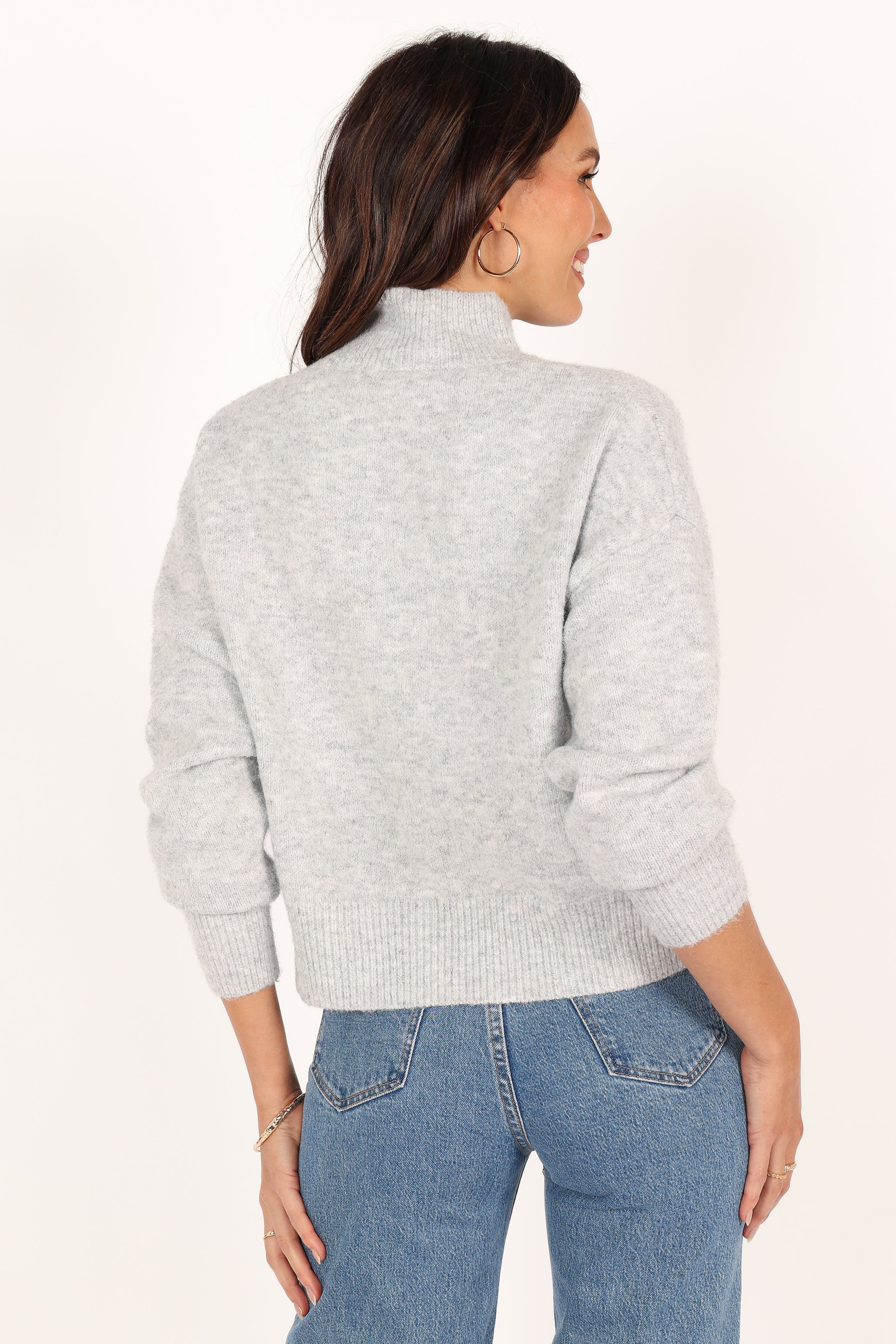 Brianna Mockneck Knit Sweater Heather Grey