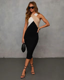 Moriah Halter Colorblock Midi Dress