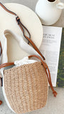 Cleo Woven Bucket Handbag Natural Tan