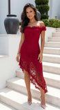 Valentia Lace Hi Low Maxi Dress Red