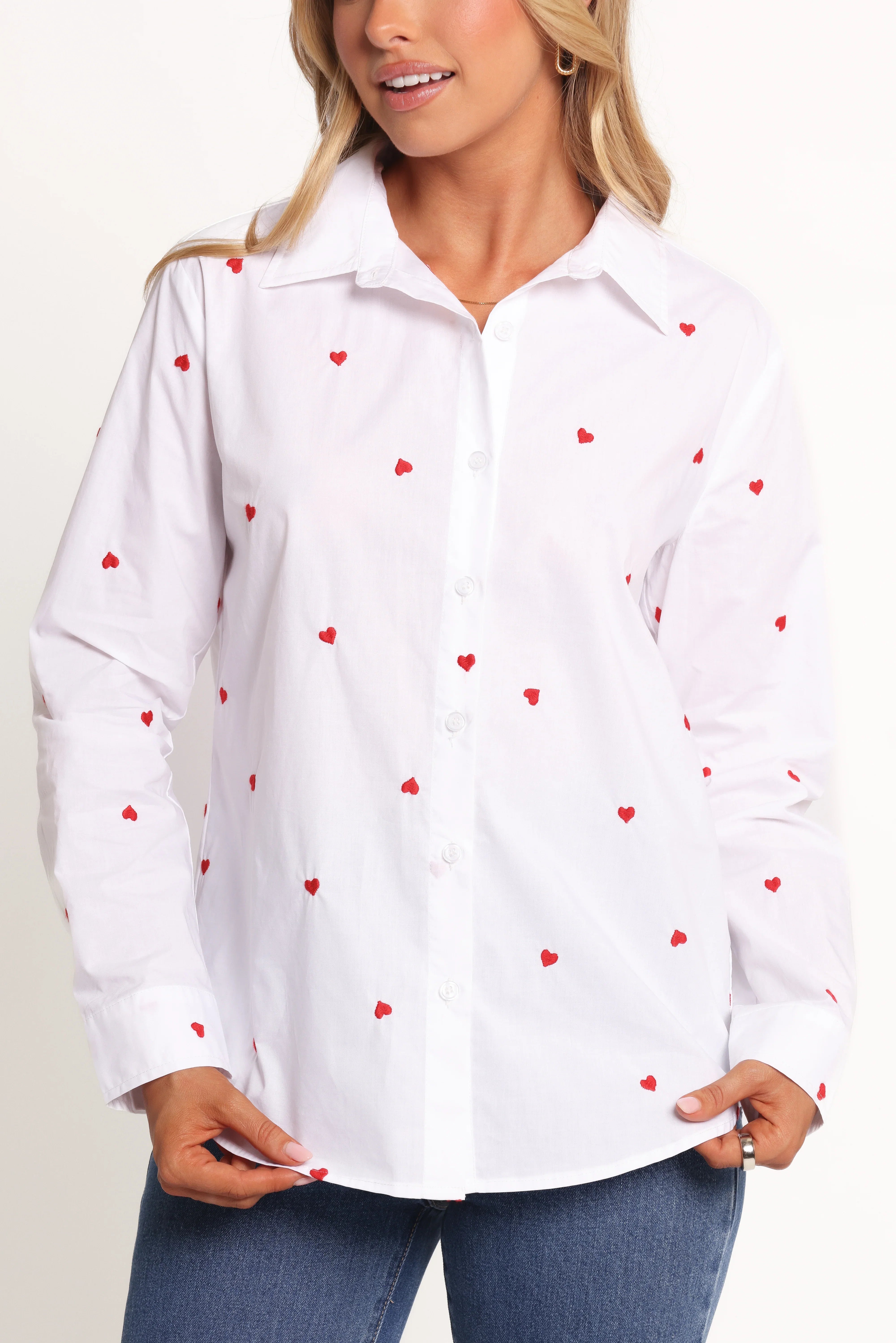 Cyra Heart Top White Red