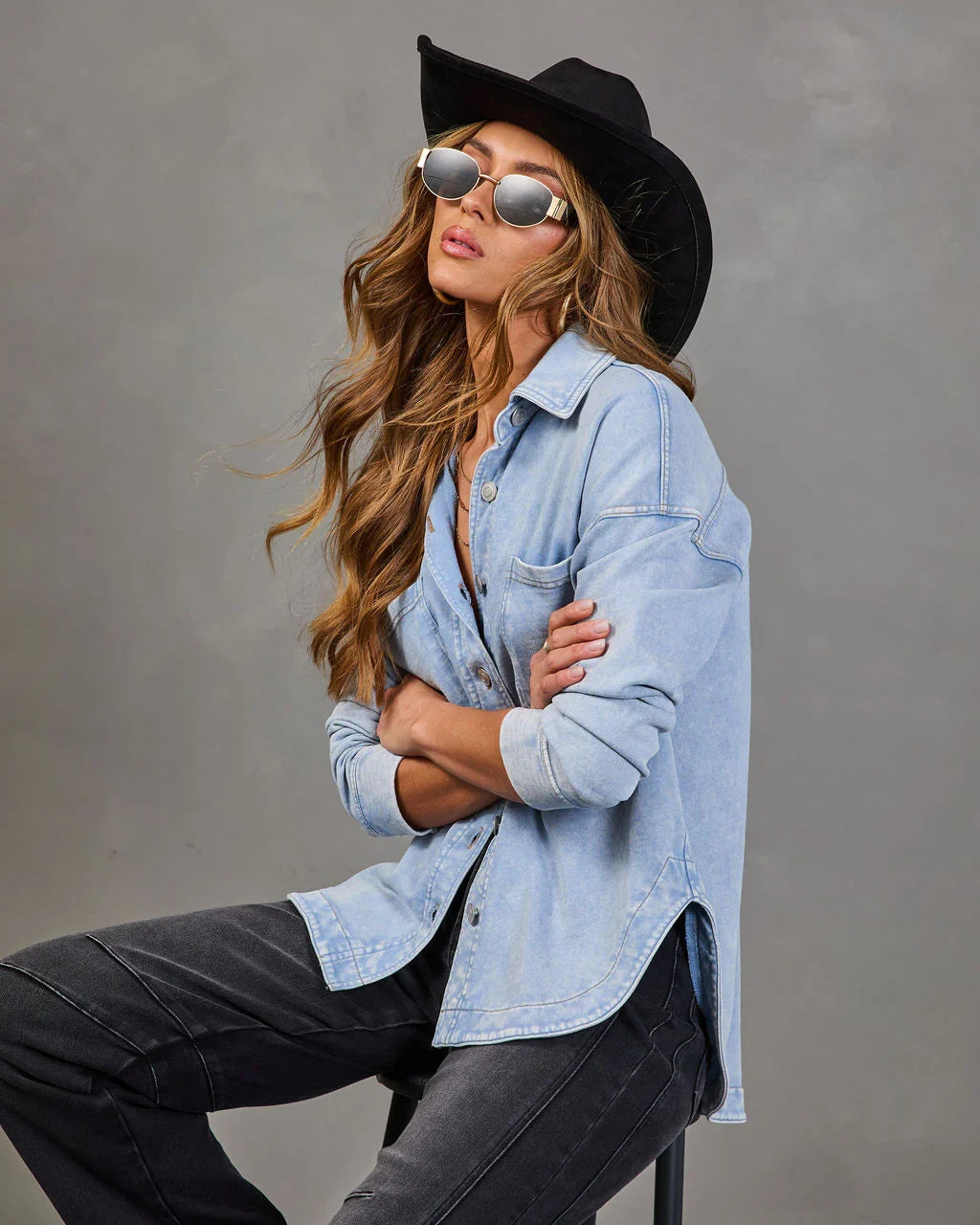 Alvina Collared Chambray Shirt