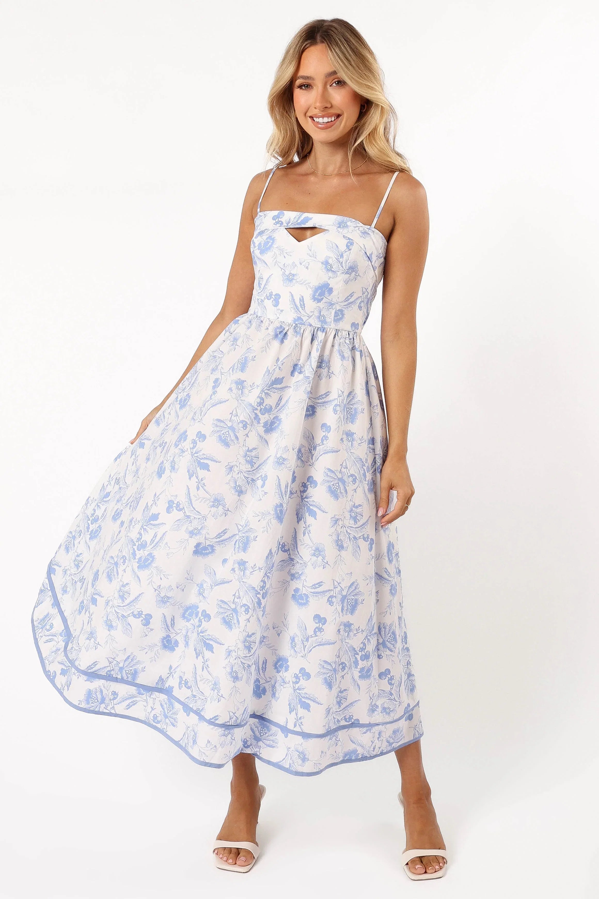 Flora Midi Dress Blue Floral